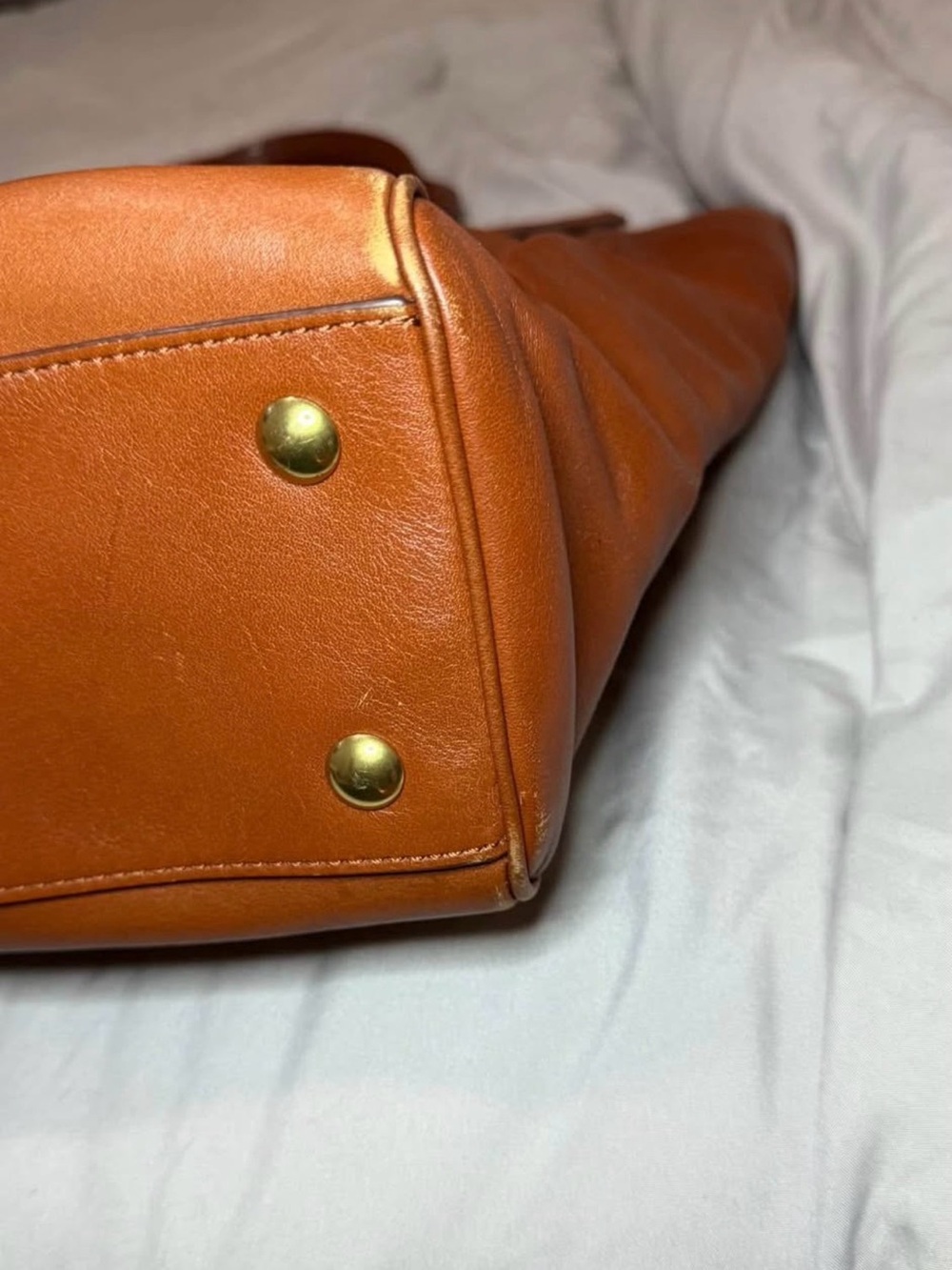 COACH Cognac Brown Leather Tote with Tassel Charm - Picture 4 of 7